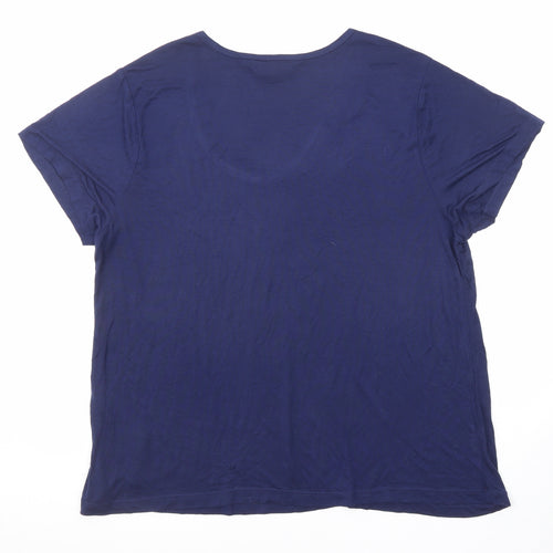 Peter Alexander Womens Blue Modal Basic T-Shirt Size XL V-Neck