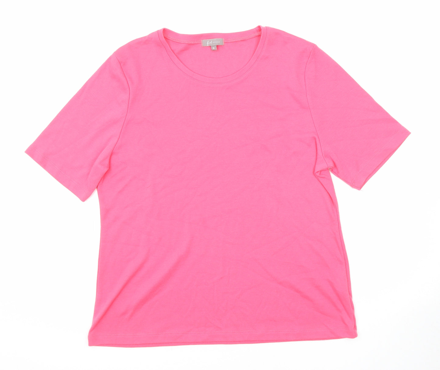 First Avenue Womens Pink Polyester Basic T-Shirt Size XL Round Neck