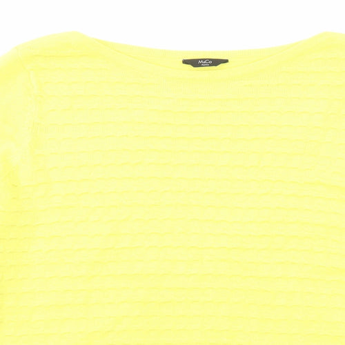 M&Co Womens Yellow Round Neck Acrylic Pullover Jumper Size 12