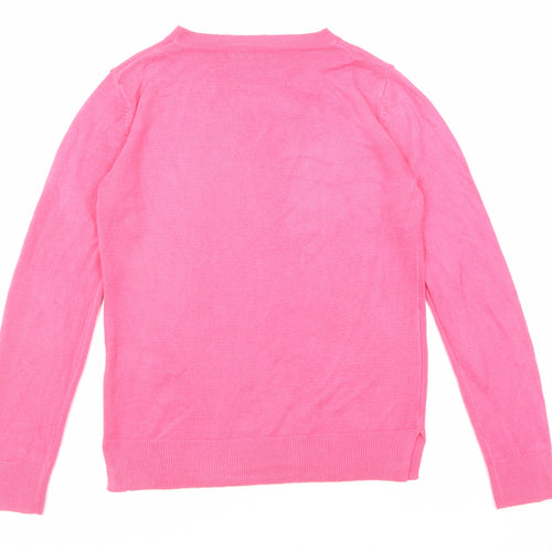 Marks and Spencer Womens Pink Round Neck Acrylic Pullover Jumper Size 8