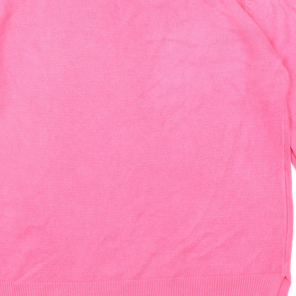 Marks and Spencer Womens Pink Round Neck Acrylic Pullover Jumper Size 8
