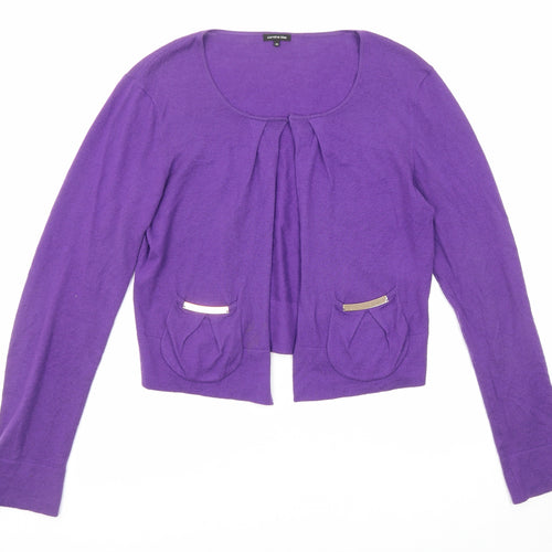Caroline Biss Womens Purple Round Neck Cotton Cardigan Jumper Size 14