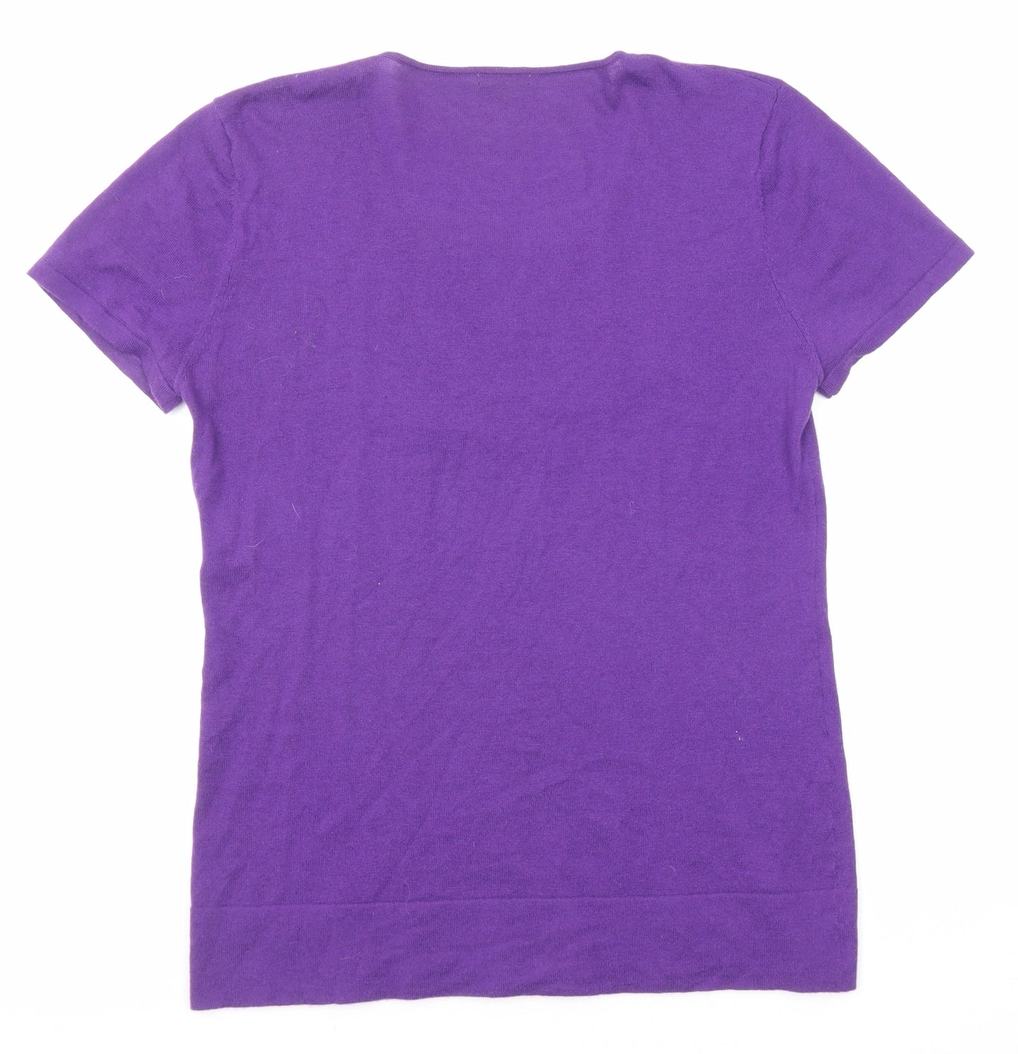 Caroline Biss Womens Purple Round Neck Cotton Pullover Jumper Size 14