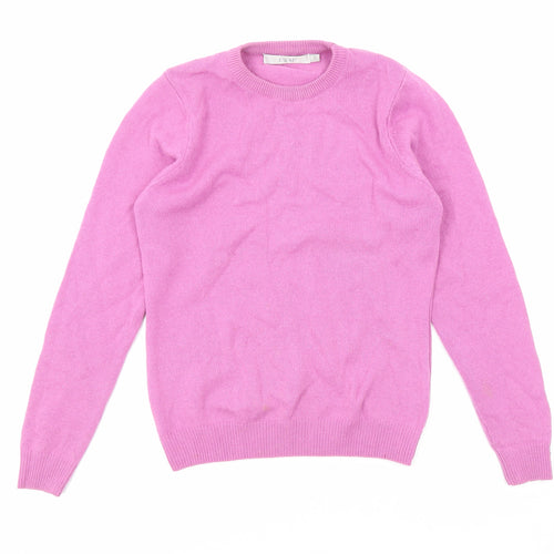 EWM Womens Pink Round Neck Wool Pullover Jumper Size 10 - Size 10-12