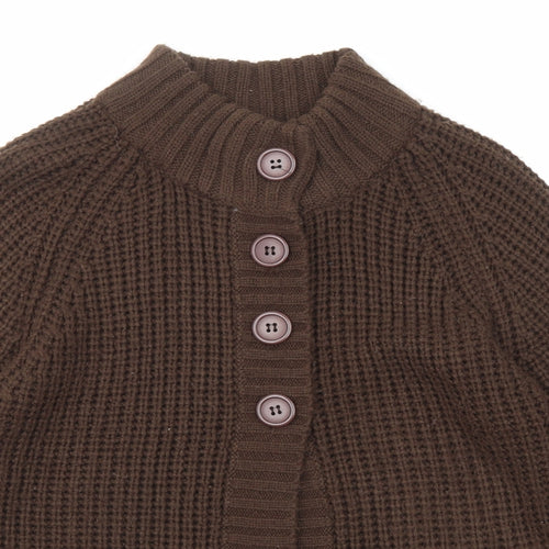 Pure & Natural Womens Brown High Neck Acrylic Cardigan Jumper Size 14