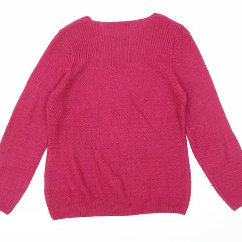 EWM Womens Pink Round Neck Acrylic Pullover Jumper Size 14 - Size 14-16