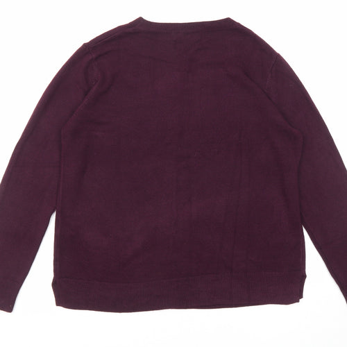 Marks and Spencer Womens Purple Round Neck Acrylic Pullover Jumper Size 16