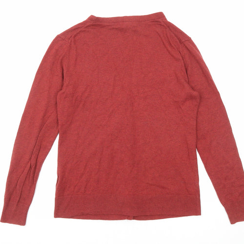 Gap Womens Red V-Neck Cotton Cardigan Jumper Size M