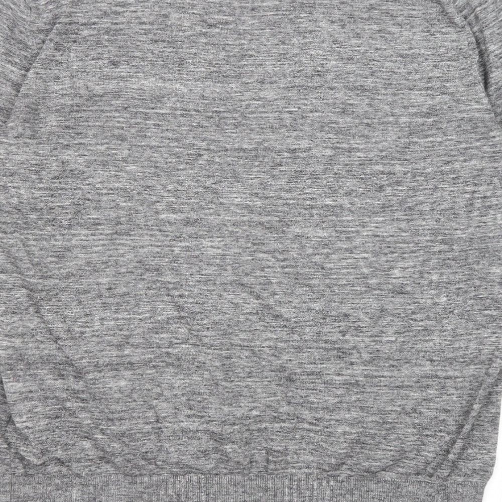 H&M Mens Grey Crew Neck Cotton Pullover Jumper Size L Long Sleeve
