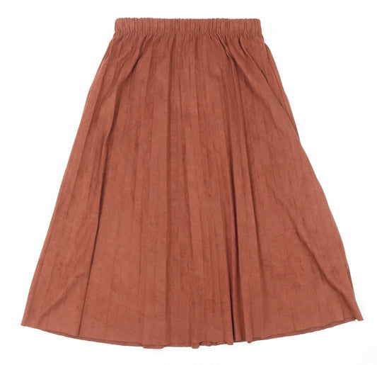 RESERVED Womens Brown Polyester Pleated Skirt Size 10