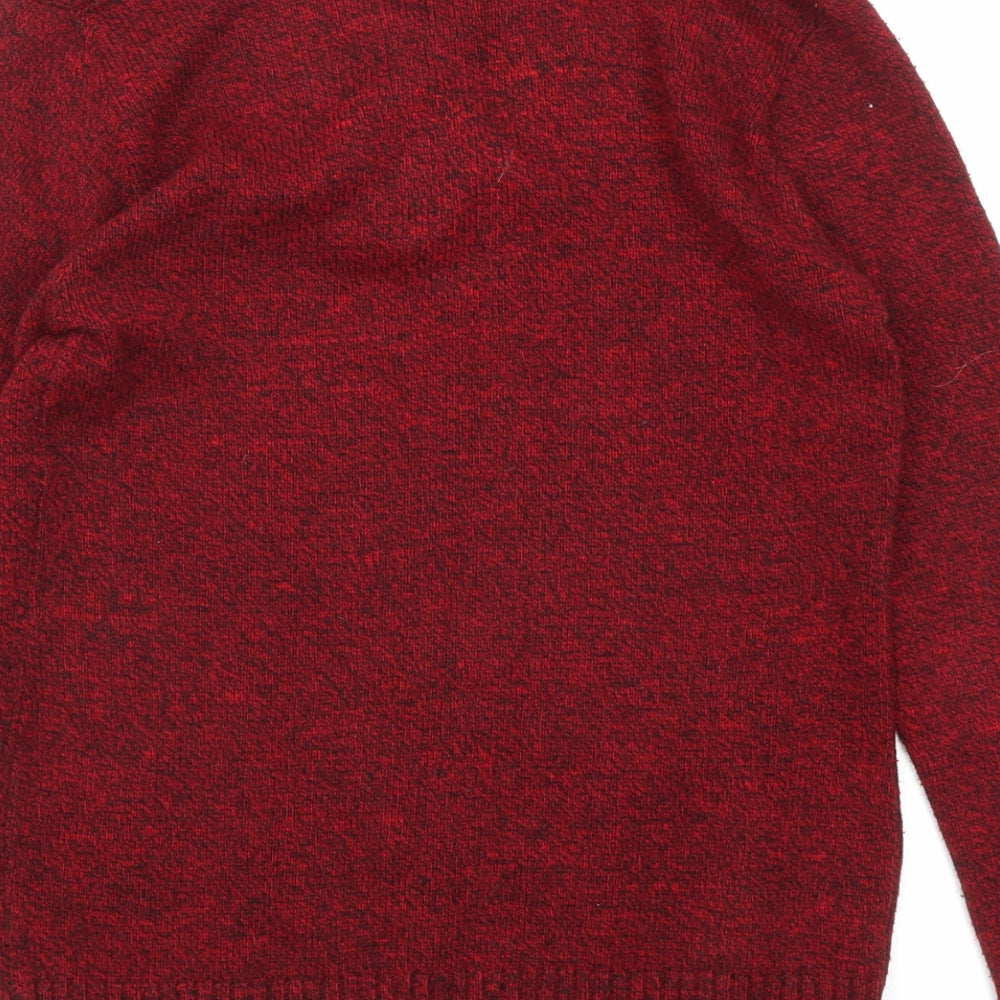 CHIC Womens Red V-Neck Acrylic Pullover Jumper Size S - Size S-M