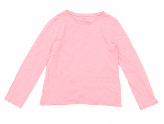 John Lewis Girls Pink Cotton Basic T-Shirt Size 8 Years Round Neck Pullover