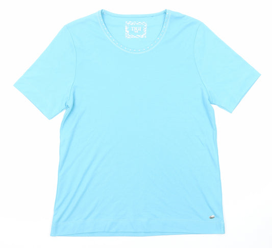 Tigi Womens Blue Polyester Basic T-Shirt Size 14 Round Neck