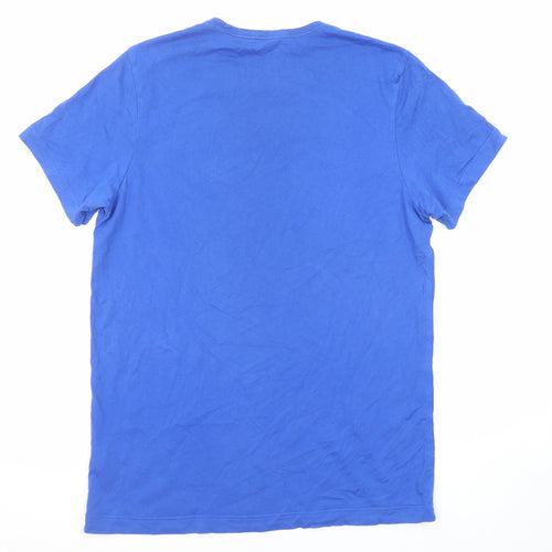 adidas Mens Blue Cotton T-Shirt Size M Round Neck