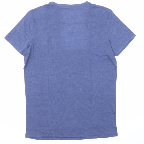 Marks and Spencer Mens Blue Polyester T-Shirt Size M Round Neck - Thermal