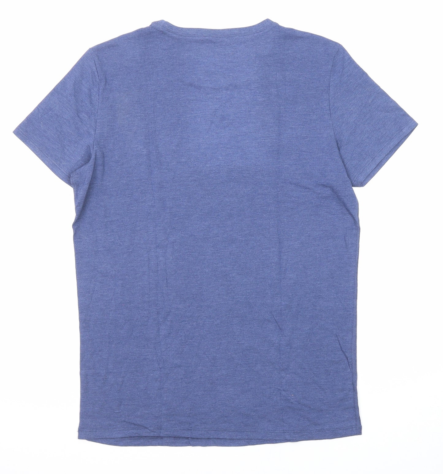 Marks and Spencer Mens Blue Polyester T-Shirt Size M Round Neck - Thermal