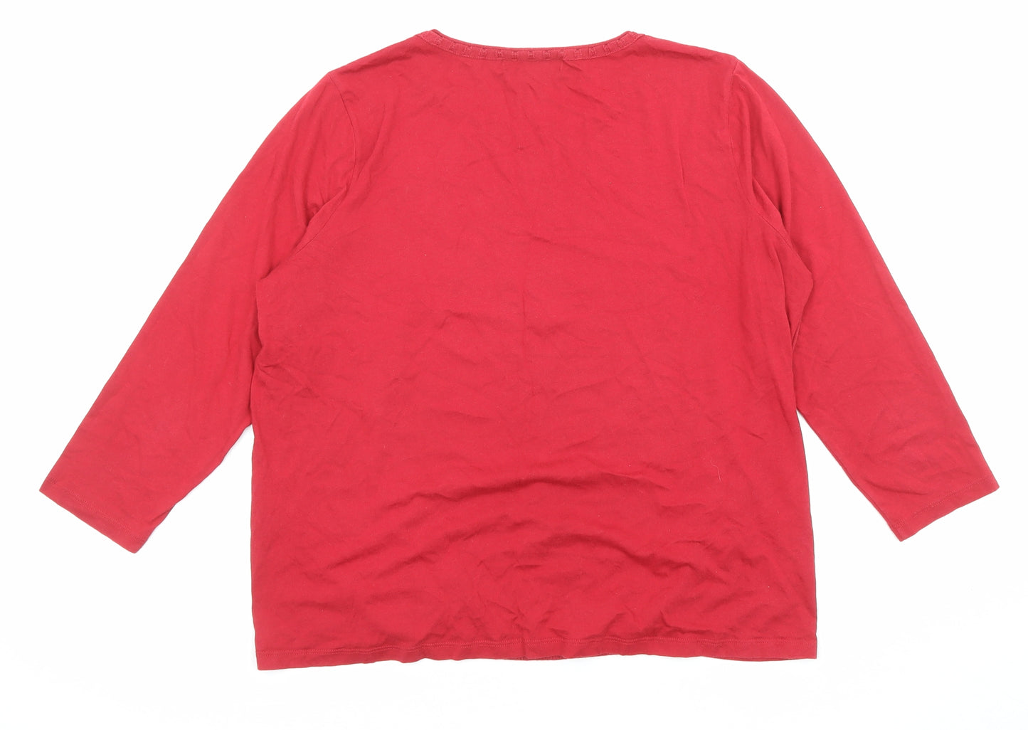 Laura Ashley Womens Red Cotton Basic Blouse Size 14 Roll Neck
