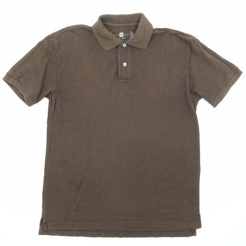 Gap Mens Brown Cotton Polo Size S Collared Button