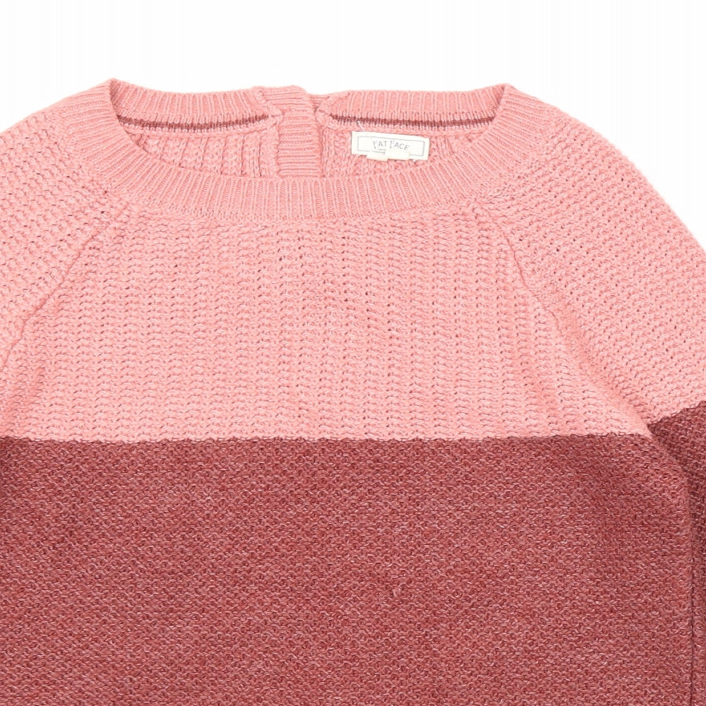 Fat Face Womens Pink Round Neck Acrylic Pullover Jumper Size 8