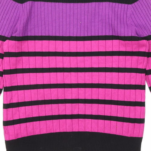 Marks and Spencer Womens Multicoloured Boat Neck Striped Viscose Pullover Jumper Size 14