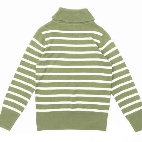 Marks and Spencer Womens Green Roll Neck Striped Acrylic Pullover Jumper Size 6
