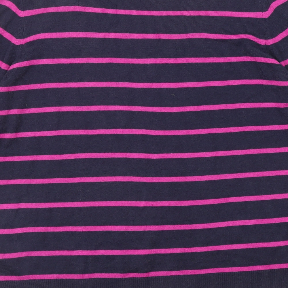 Marks and Spencer Womens Purple V-Neck Striped Acrylic Pullover Jumper Size 20