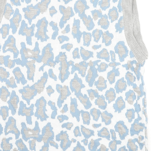 I SAW IT FIRST Womens Multicoloured Crew Neck Animal Print Acrylic Vest Jumper Size M - Leopard Print