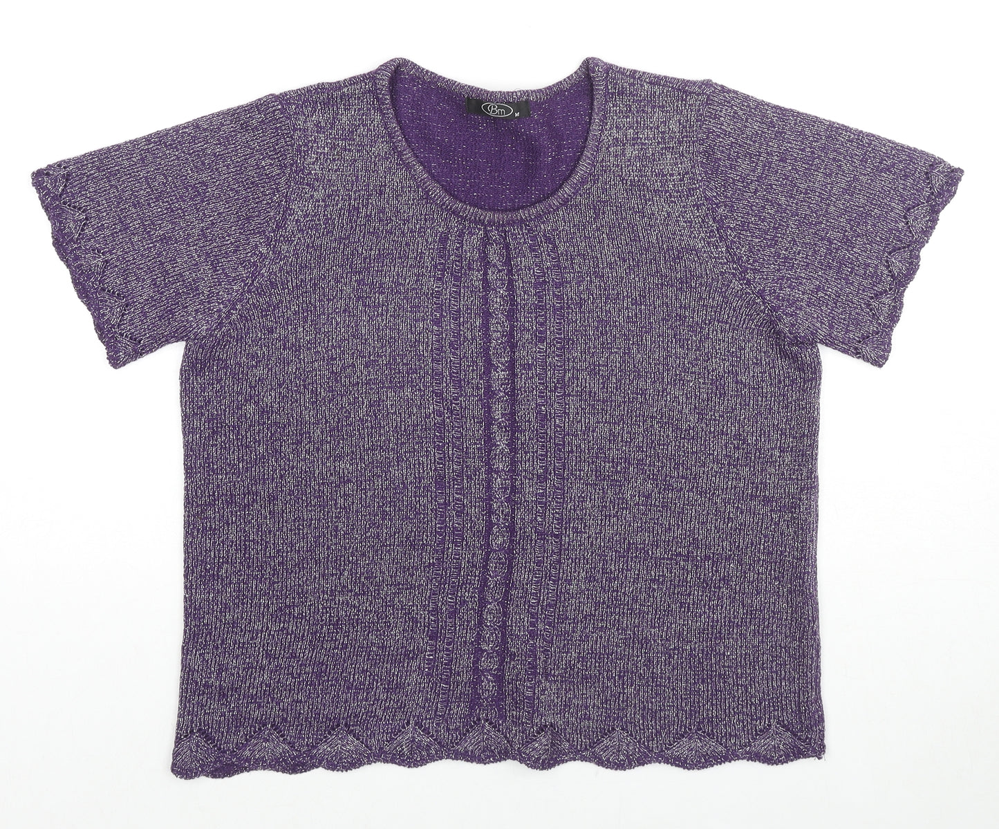 Bonmarché Womens Purple Round Neck Acrylic Pullover Jumper Size M