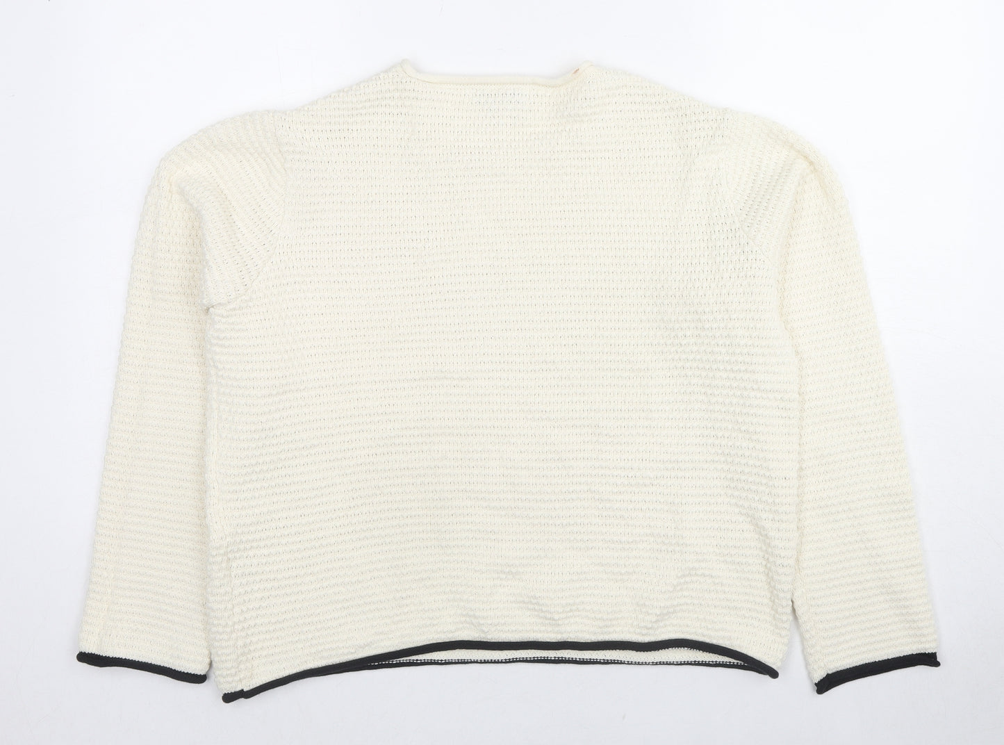 Marks and Spencer Womens White Round Neck Polyester Pullover Jumper Size M