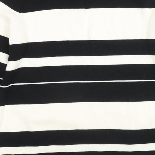 M&Co Womens Multicoloured Round Neck Striped Cotton Cardigan Jumper Size 18 - Pockets