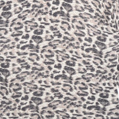Bonmarché Womens Beige Round Neck Animal Print Polyester Pullover Jumper Size M - Leopard Print