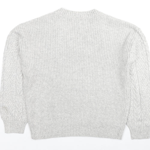 Marks and Spencer Mens Grey V-Neck Polyester Pullover Jumper Size M Long Sleeve