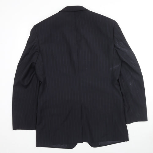 Balmain Paris Mens Black Striped Wool Jacket Suit Jacket Size 40 Regular