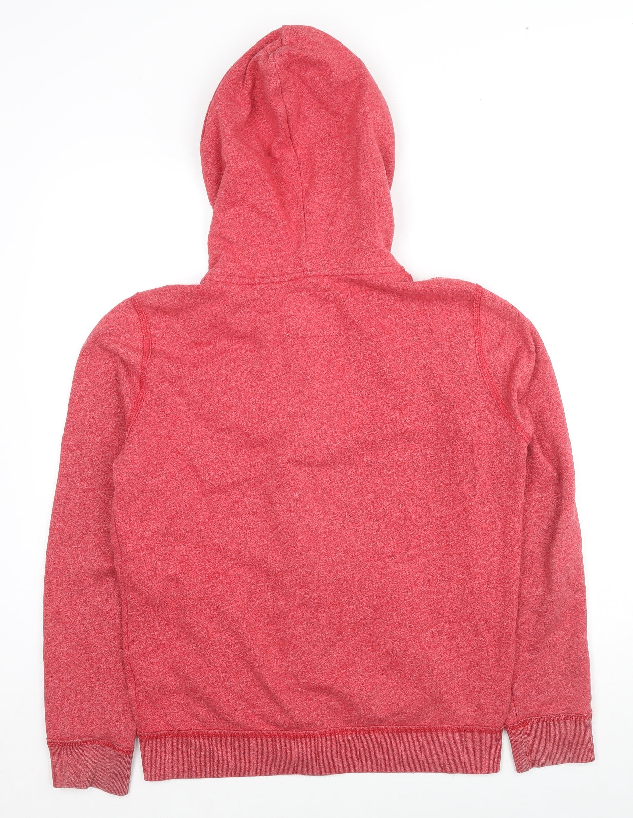 Hollister Mens Red Cotton Full Zip Hoodie Size S - Logo, Pocket, Drawstring