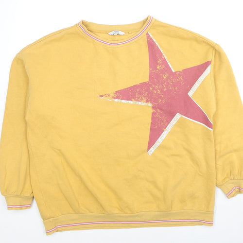 NEXT Womens Yellow Cotton Pullover Sweatshirt Size L Pullover - Star Print