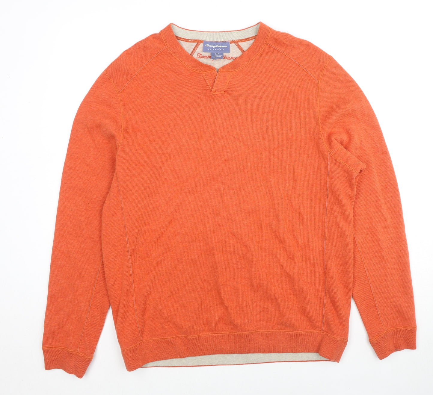 Tommy Bahama Mens Orange Cotton Pullover Sweatshirt Size S - Embroidered Detail, Fish