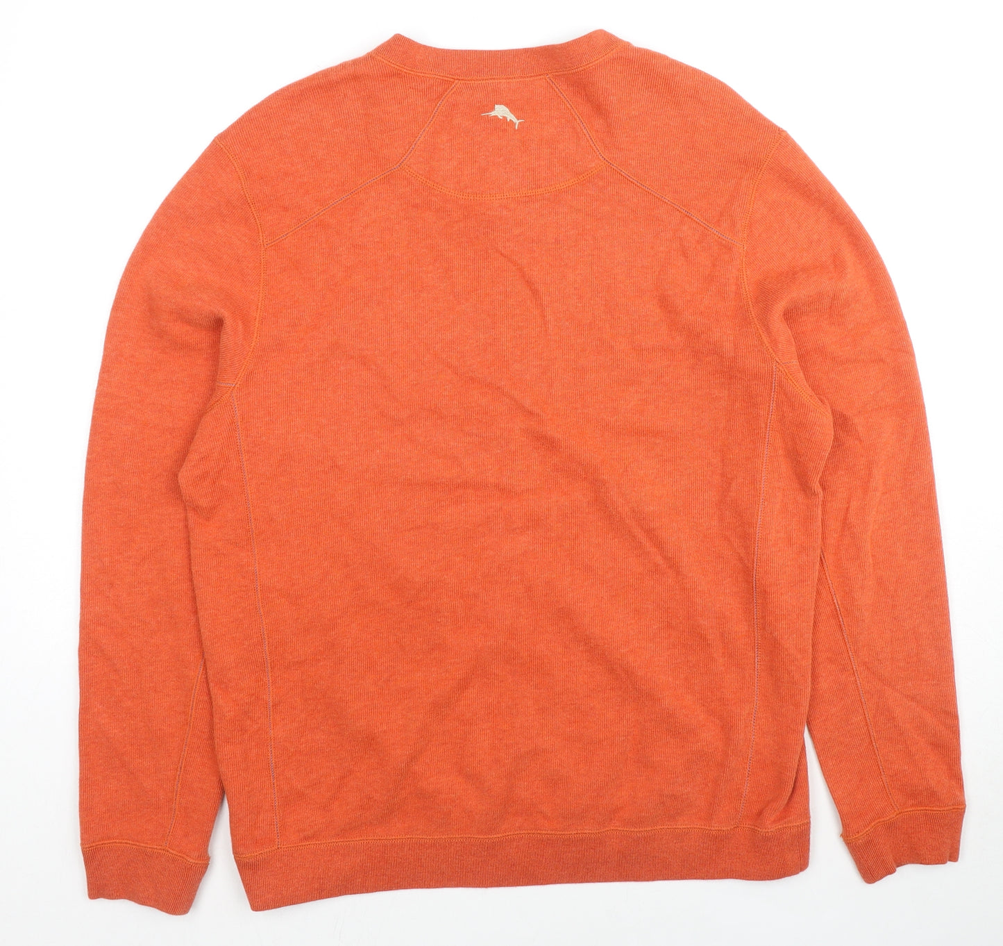 Tommy Bahama Mens Orange Cotton Pullover Sweatshirt Size S - Embroidered Detail, Fish