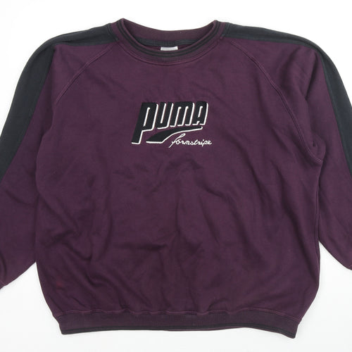 PUMA Mens Purple Polyester Pullover Sweatshirt Size L - Logo