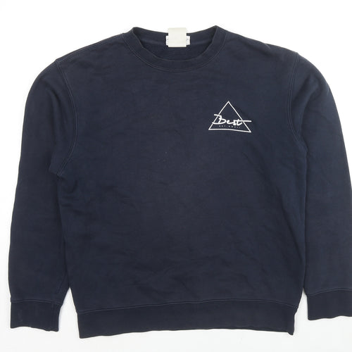 Best Mens Blue Cotton Pullover Sweatshirt Size M - Logo