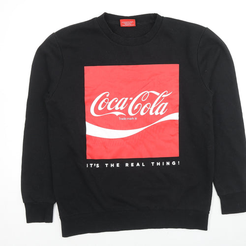 Coca-Cola Mens Black Cotton Pullover Sweatshirt Size L - Logo