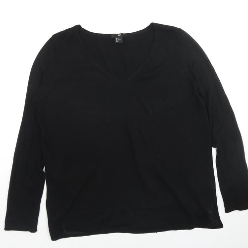 H&M Womens Black V-Neck Polyester Pullover Jumper Size M
