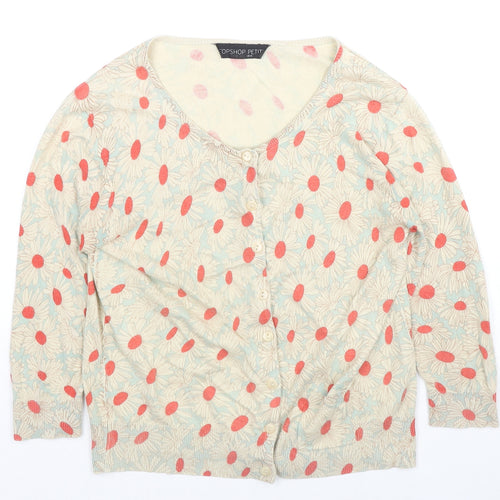 Topshop Womens Multicoloured Scoop Neck Floral Cotton Cardigan Jumper Size 10