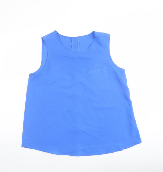 Avon Womens Blue Polyester Basic Tank Size 12 Round Neck - Pocket Detail