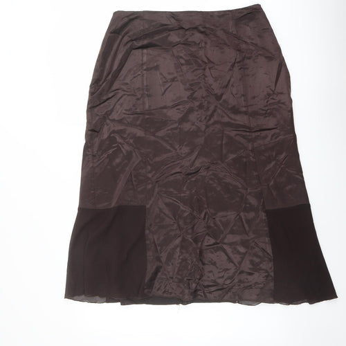 Klass Womens Brown Polyester A-Line Skirt Size 16 Zip