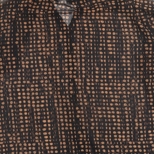 Mint Velvet Womens Black Geometric Polyester Basic Blouse Size 10 Collared
