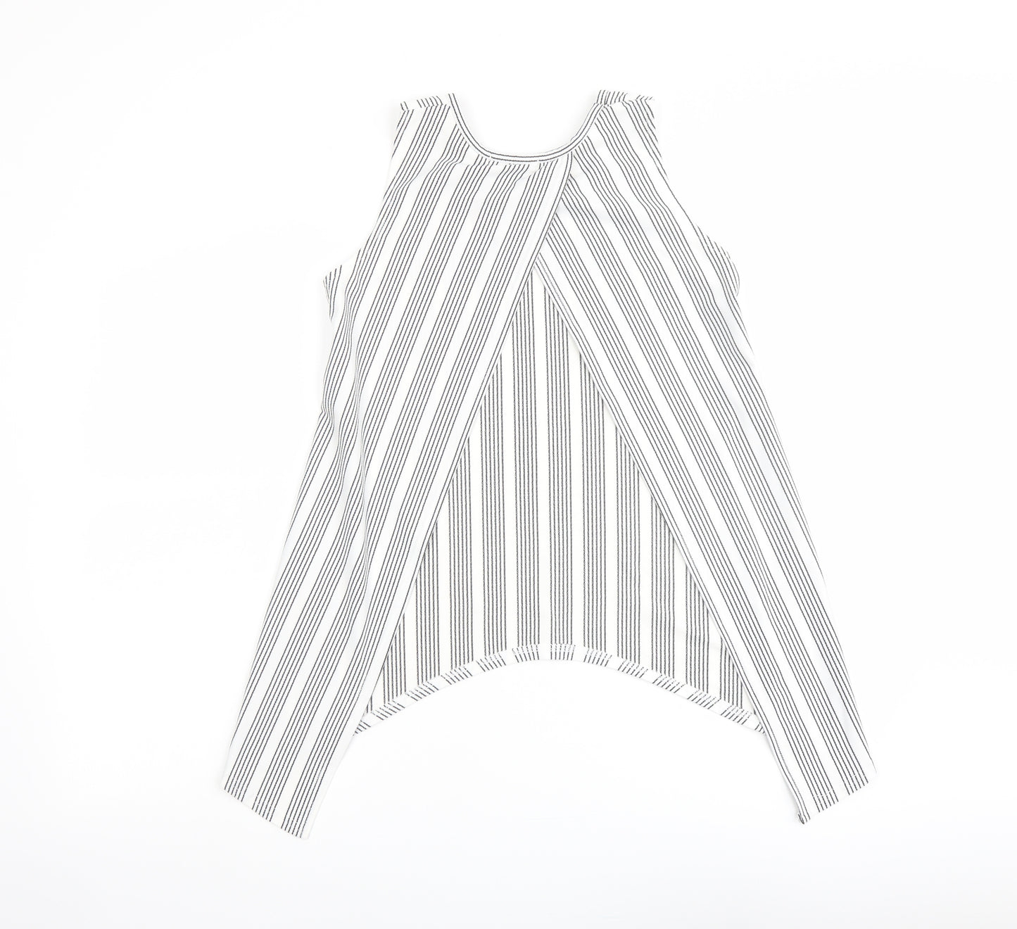 Cameo Rose Womens White Striped Polyester Basic Tank Size 8 Round Neck - Asymmetric