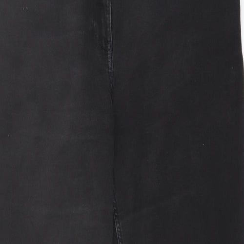 Per Una Womens Black Cotton Straight Jeans Size 16 L27 in Regular Button