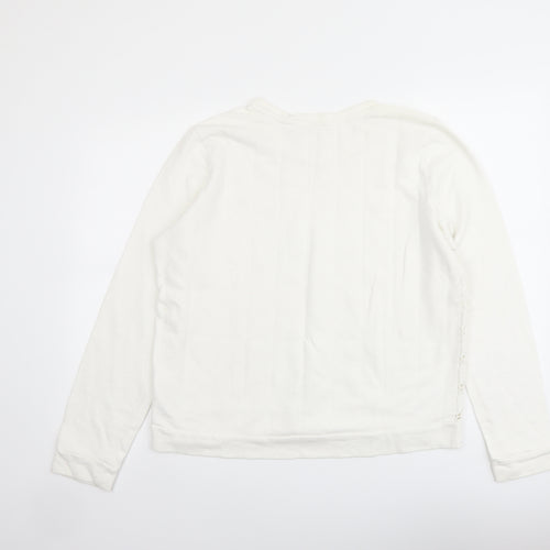 Gap Womens Ivory Cotton Pullover Sweatshirt Size L Pullover - Lace Overlay