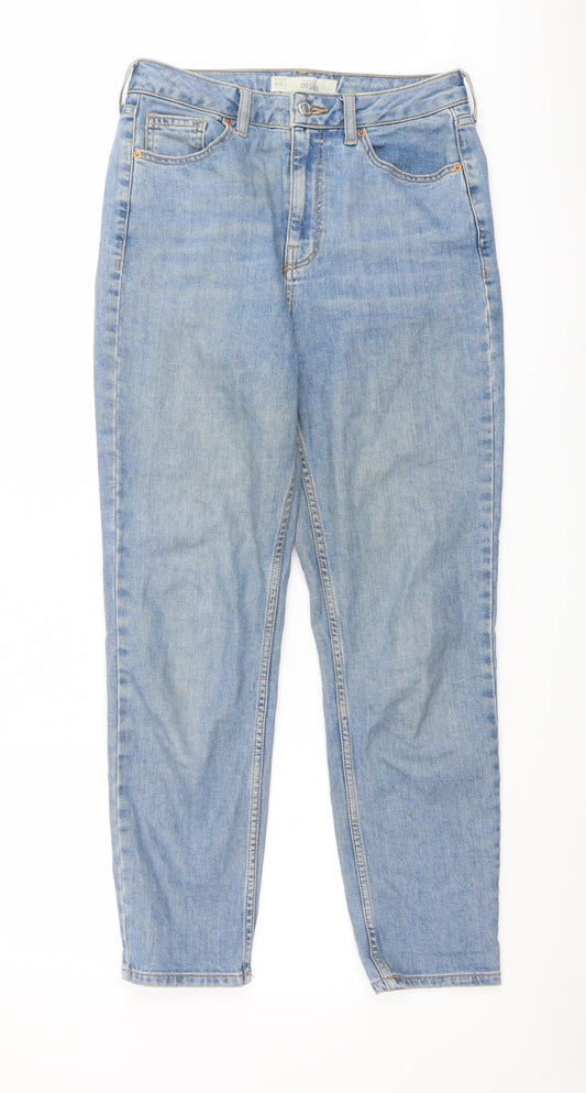 Topshop Womens Blue Cotton Straight Jeans Size 28 in L24 in Regular Button