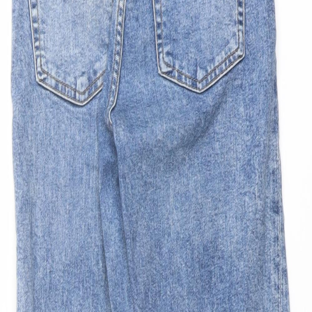 H&M Womens Blue Cotton Straight Jeans Size 6 L27 in Regular Button